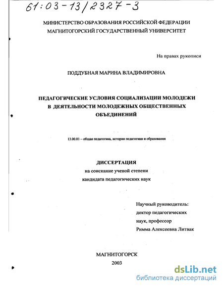 Контрольная работа по теме Молодежные общественные объединения в России