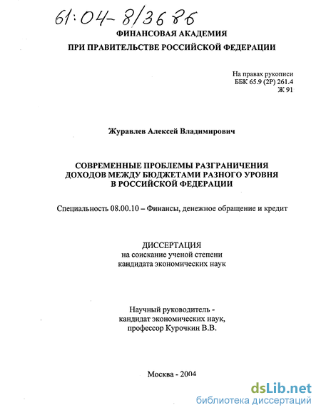 Реферат: Проблемы разграничения доходов между бюджетами разных уровней в системе бюджетного федерализма