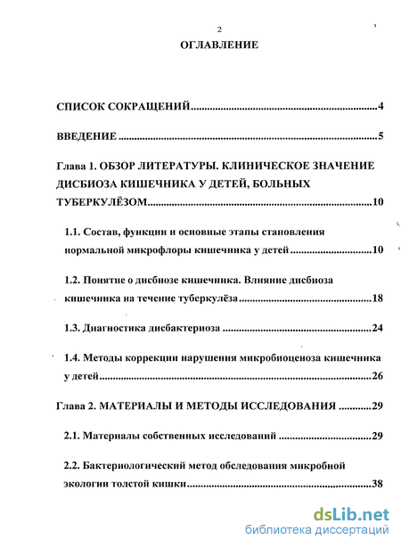 Контрольная работа по теме Дисбиоз кишечника