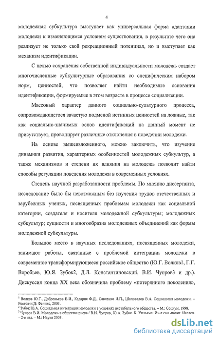 Реферат: Молодёжная субкультура: проблемы и пути решения