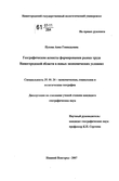 Географические аспекты формирования рынка труда Нижегородской области в новых экономических условиях