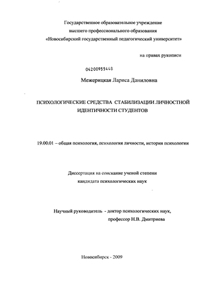 Контрольная работа по теме Психология идентичности