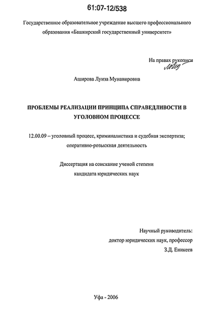 Реферат: Реализация принципа состязательности при рассмотрении уголовных дел в суде первой инстанции