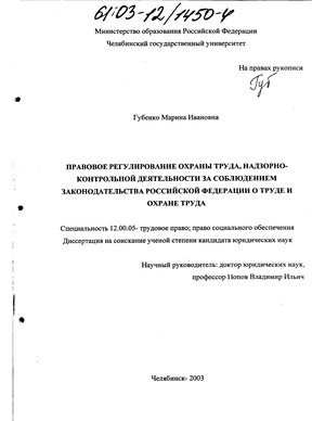 Контрольная работа по теме Государственный надзор и контроль за выполнением законодательства об охране труда