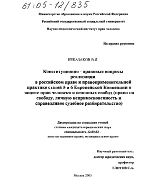 Реферат: Конституция РФ-гарант реализации прав и свобод граждан в российском обществе