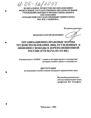 Организационно-правовые формы трудоиспользования лиц, осужденных к лишению свободы в дореволюционной России