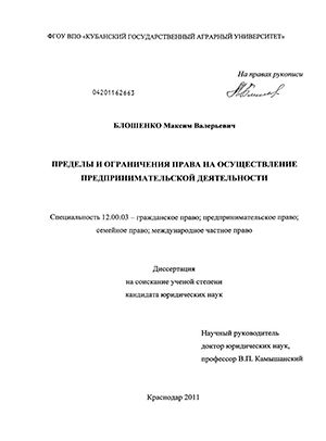 Курсовая работа: Предпринимательская деятельность граждан без образования юридического лица