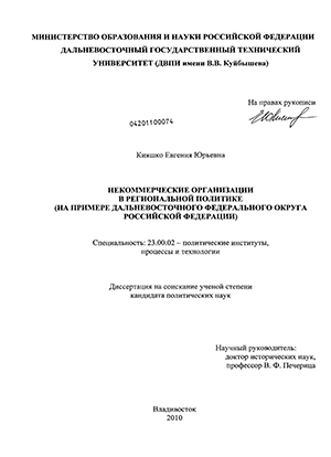 Некоммерческие организации в региональной политике : на примере Дальневосточного федерального округа Российской Федерации
